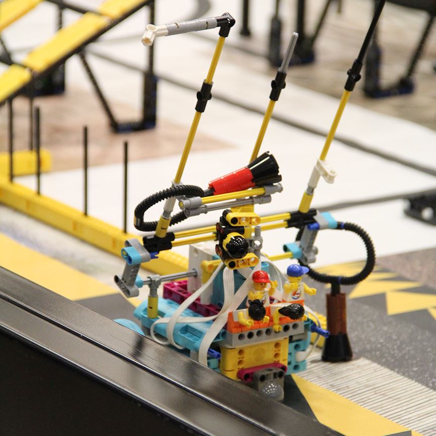  Close up of Lego robot on table